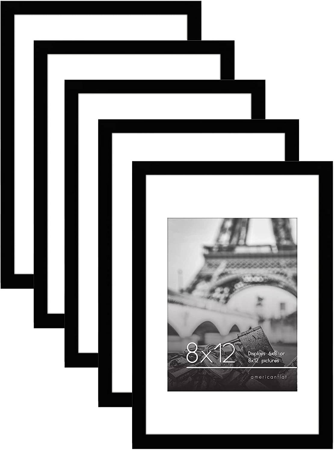 Americanflat - Wholesale Picture Frame - Americanflat Picture Frame with Mat Slim Molding (5 Pack)130