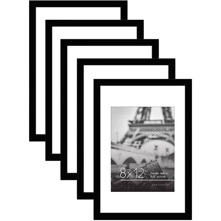Americanflat - Wholesale Picture Frame - Americanflat Picture Frame with Mat Slim Molding (5 Pack)130
