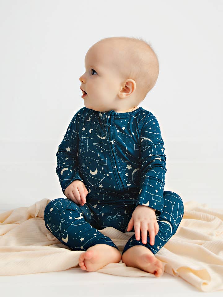 Bamboe Sleeper Midnight Blue Constellation voor wholesale door Butterscotch Babies