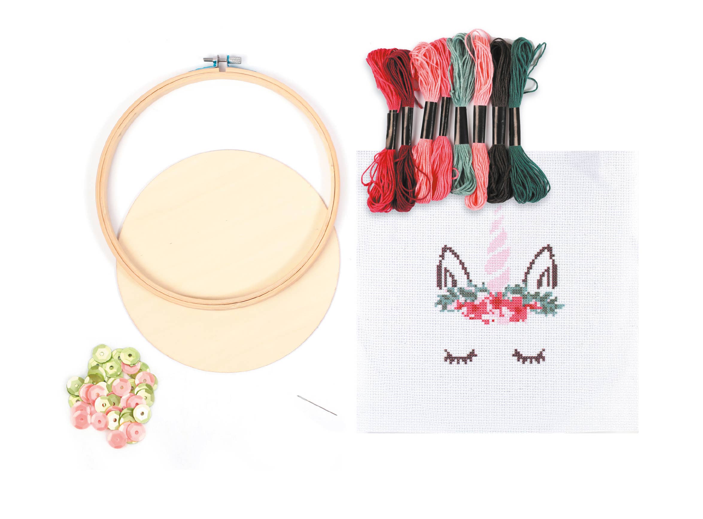 Graine Créative - Wholesale Yarn - UNICORN WOODEN EMBROIDERY DRUM KIT Ø 155mm1