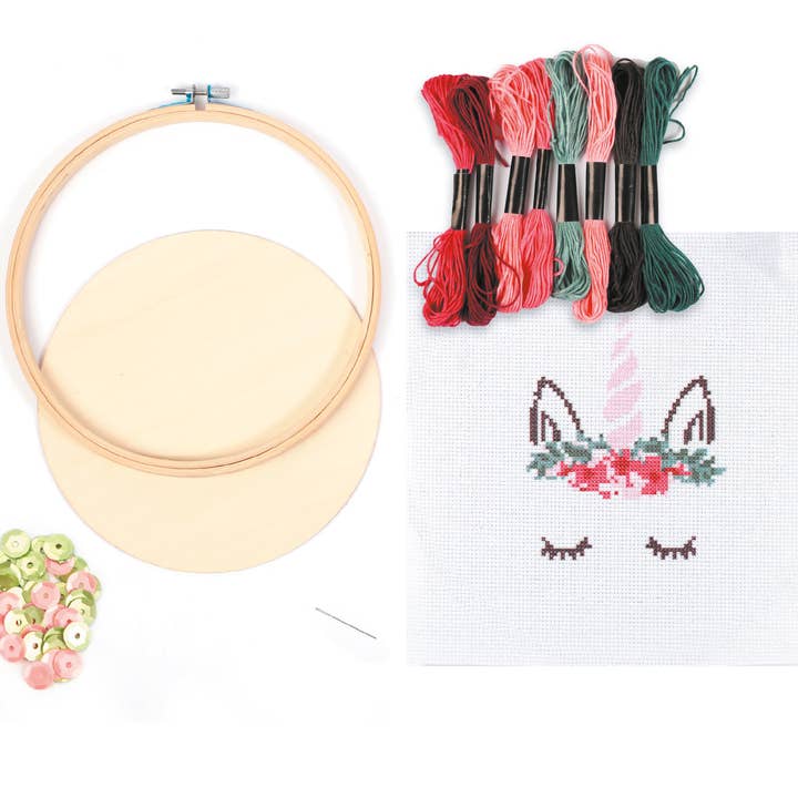 Graine Créative - Wholesale Yarn - UNICORN WOODEN EMBROIDERY DRUM KIT Ø 155mm1