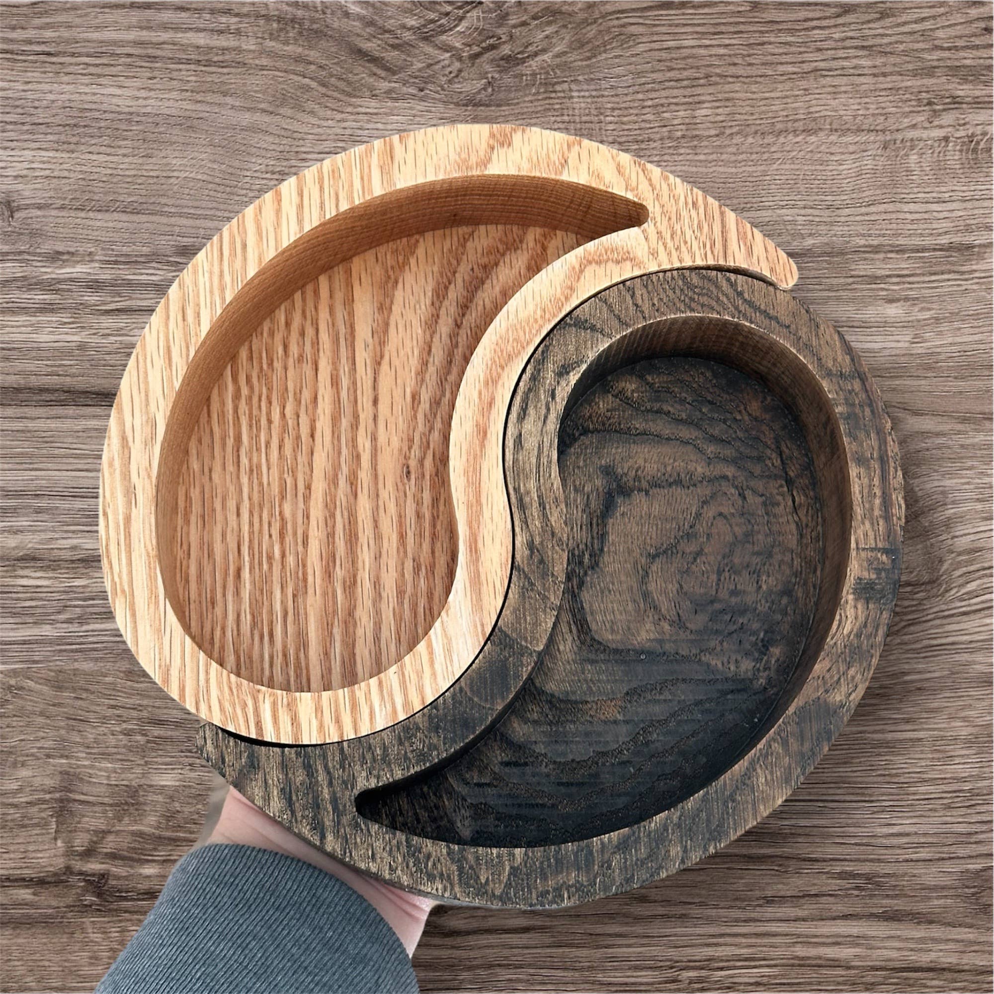 Third Eye Creation Company - Venta al por mayor Candelabros - Juego de porta velas Yin Yang listo para vela, cuenco de madera para vela2