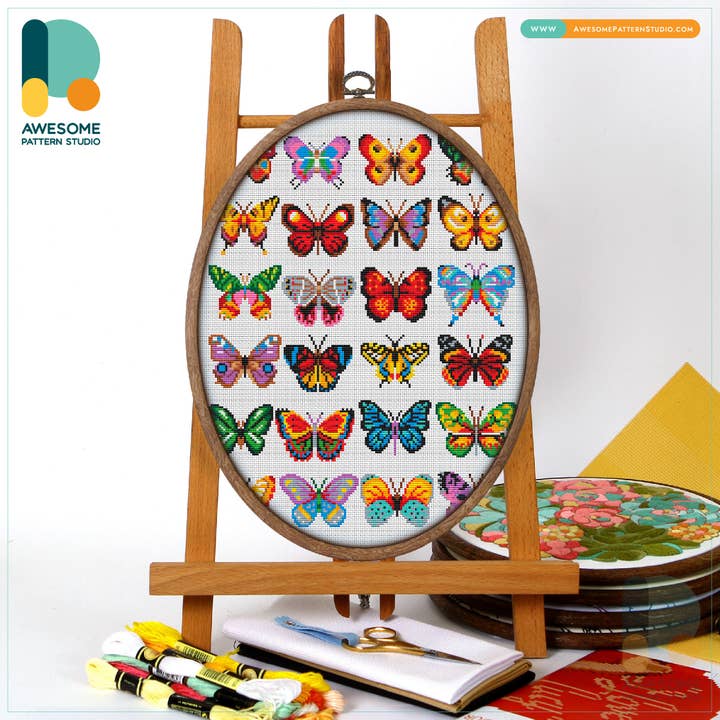Awesome Pattern Studio - Wholesale Embroidery/Cross Stitch Supplies - CS1647 Butterfly Collection, Counted Cross Stitch Kit1