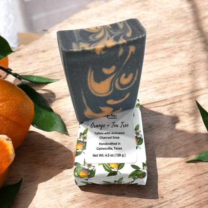 Orange + Tea Tree Tallow Soap for wholesale by Tangle Farm Handcrafted