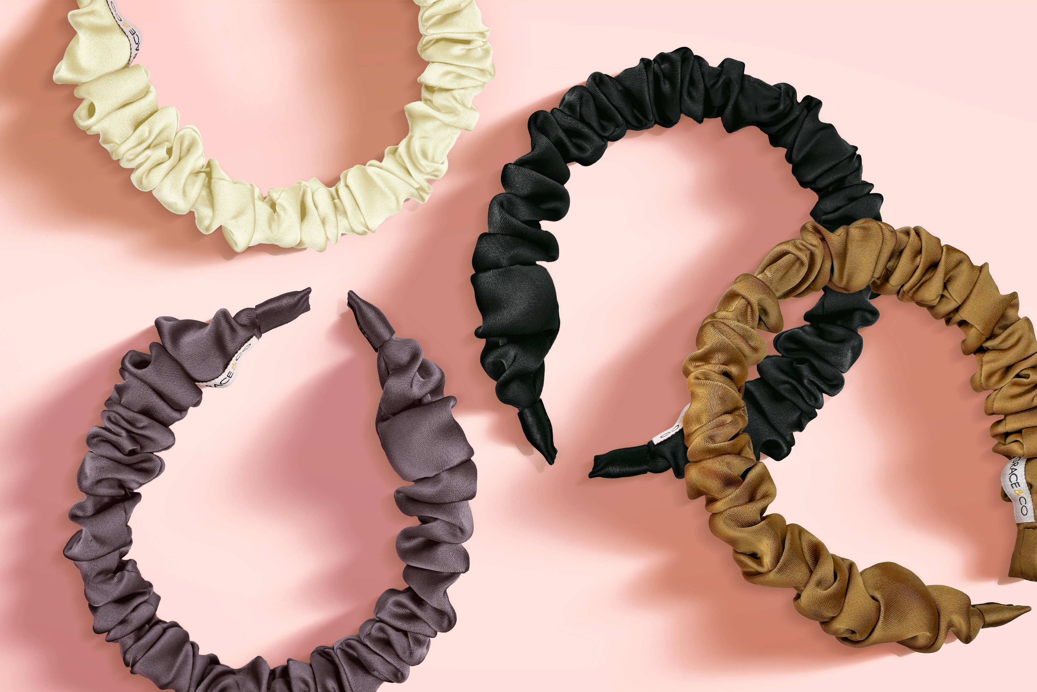 GRACE & COMPANY - Vente Bandeau – femme - Bandeau en satin froncé Gemma - Prune6