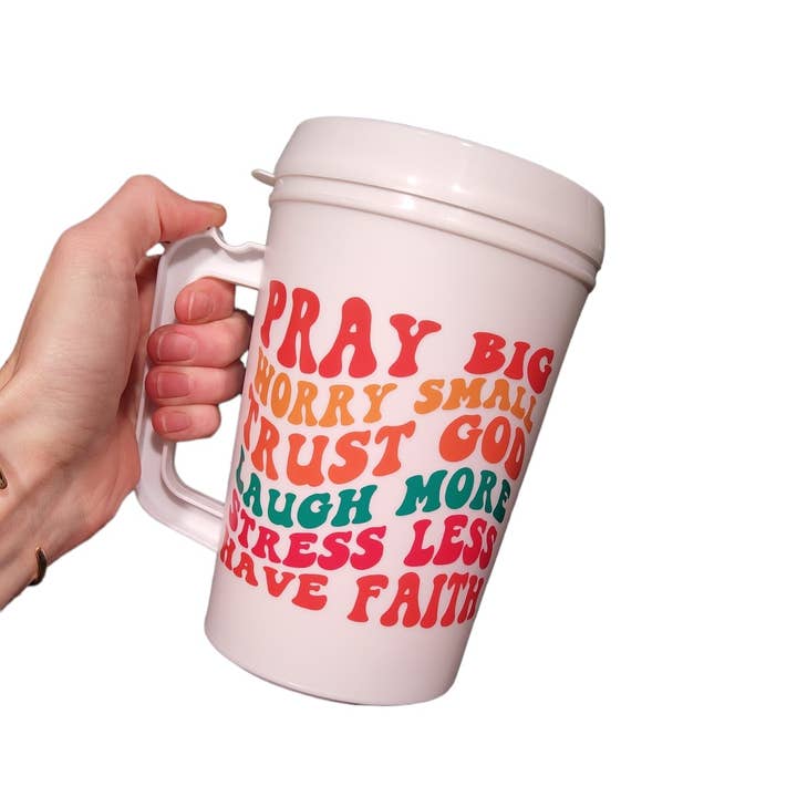 Scratch Decor - Wholesale Insulated Mug/Tumbler - Pray Big, Trust God HIP SIPS Mega Mug 34oz