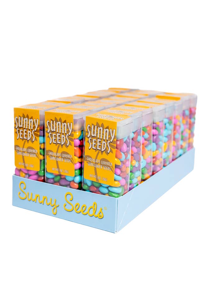Sunny Seeds® de couleur arc-en-ciel en tubes de 1 oz pour la vente par Sunflower Food Company