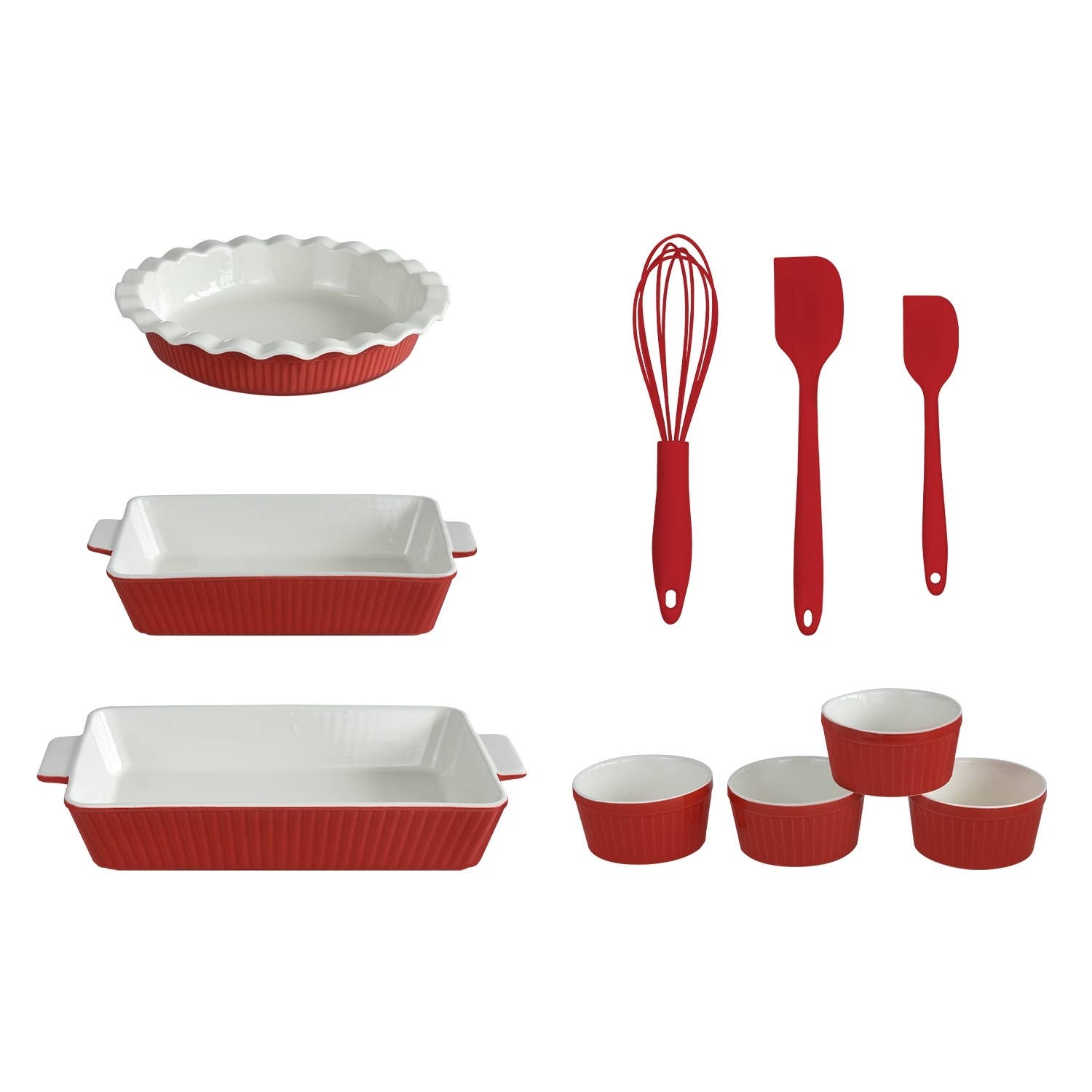 Gourmet Edge - Wholesale Baking Dish - 10-Piece Ceramic Bakeware Set – Red2