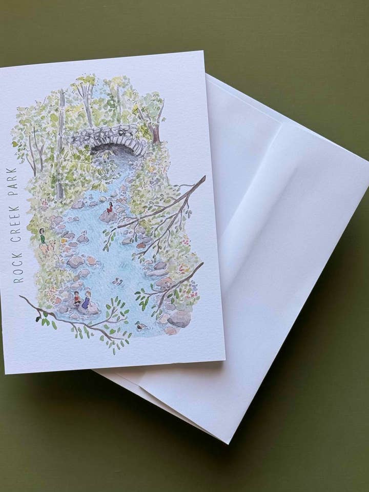 Rock Creek Park Washington DC greeting card Creek & Bridge for wholesale by Alexandra Schmeling Fine Art