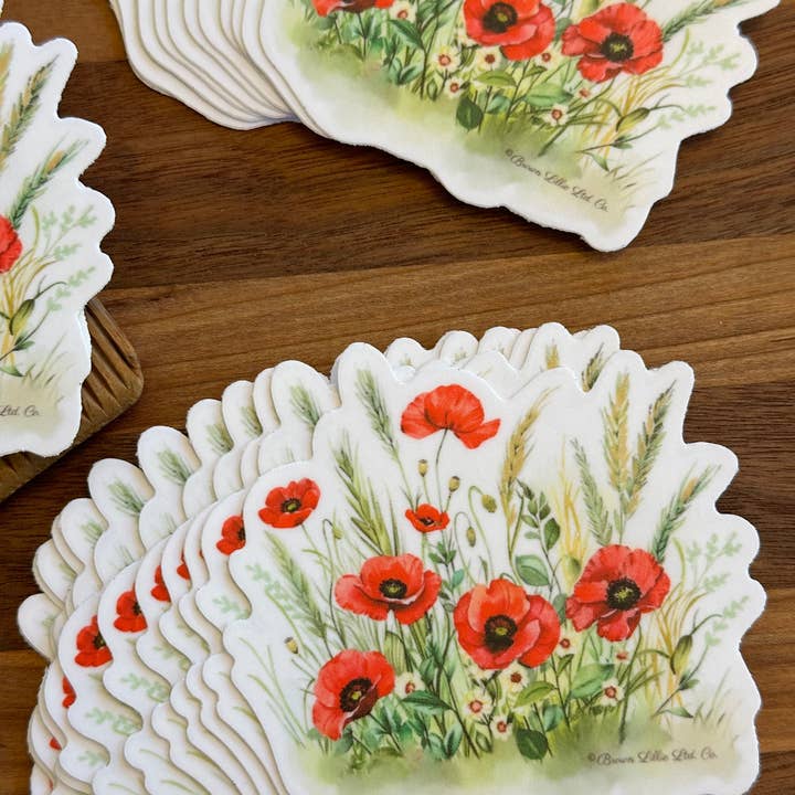 Brown Lillie - Wholesale Sticker - Red Poppy: 3" Waterproof Vinyl Sticker | August Birth Flower5