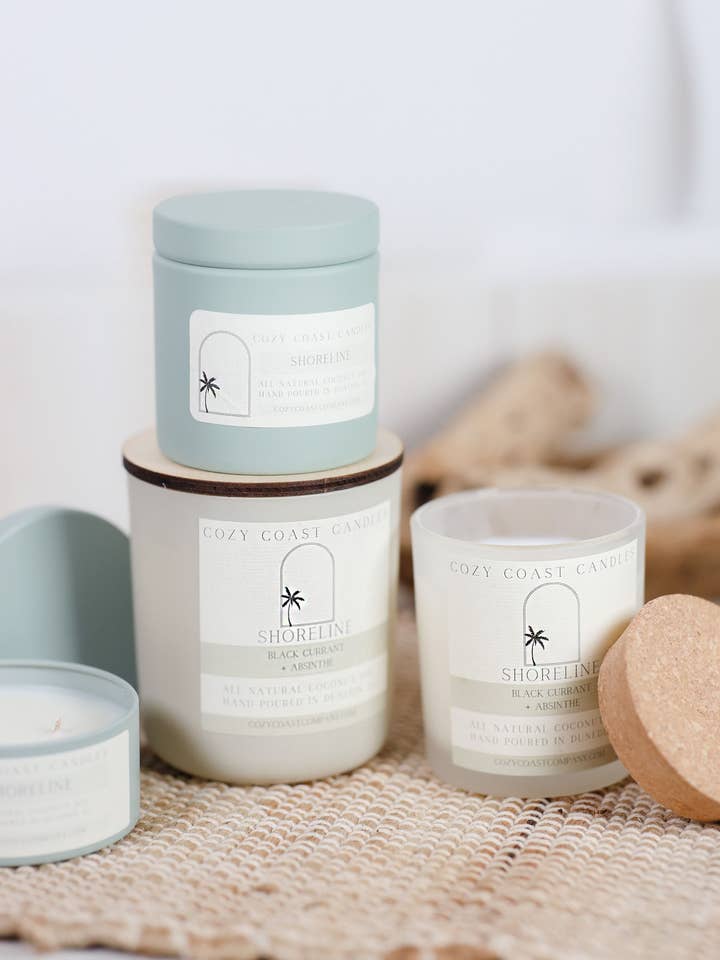 Shoreline Candles & Wax Melts- CLEAN Non-Toxic for wholesale by Cozy Coast Candle Company