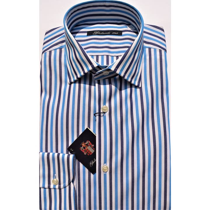 GHILARDI 1940, E. MECCI - Wholesale Shirt - Men's - Men's striped poplin shirt Made in Italy2
