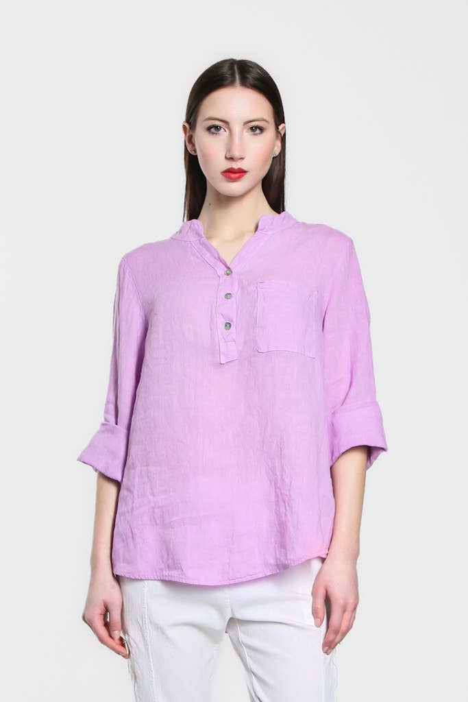 TINA Stephens Italy/Tees By Tina – Túnica - Mulher por atacado – Destino Linho Henley Top (BQ158)22