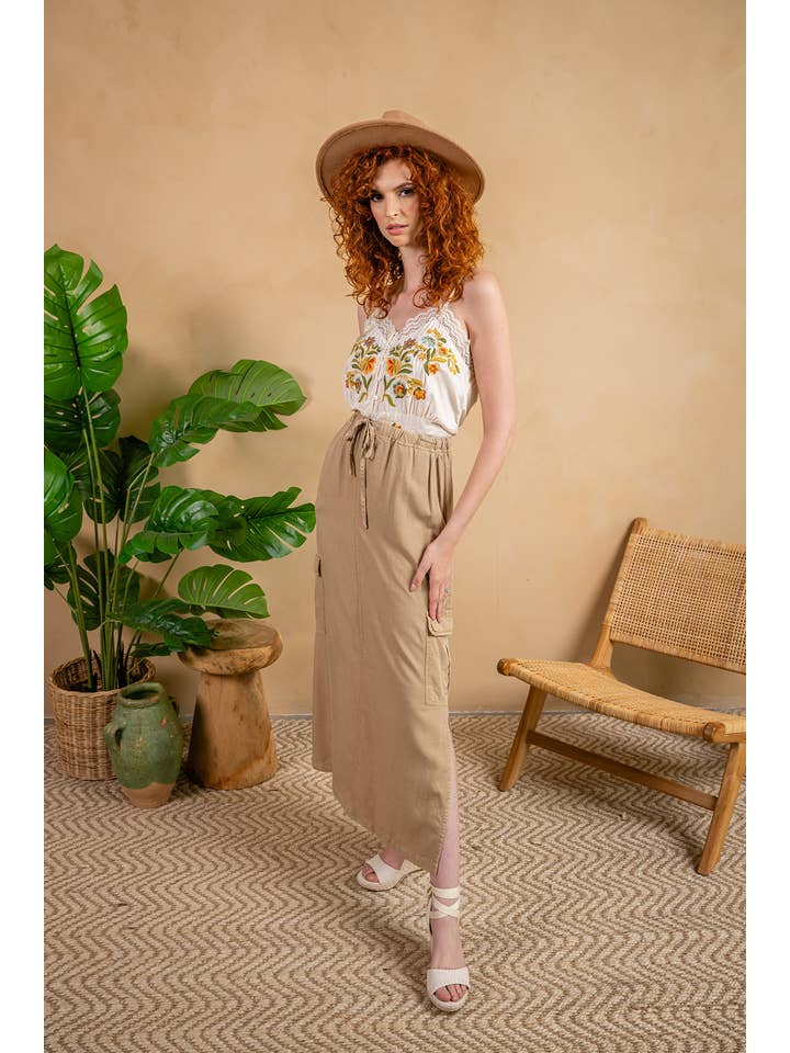 Ivory 5013-MAT Viscose Woven Embroidered Cami Tank for wholesale on Faire