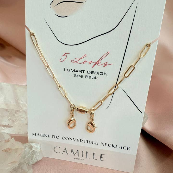 Camille Jewelry - Vente Cordon à lunettes de vue / de soleil – femme - Collier Magnétique – Chaîne Trombone Convertible2