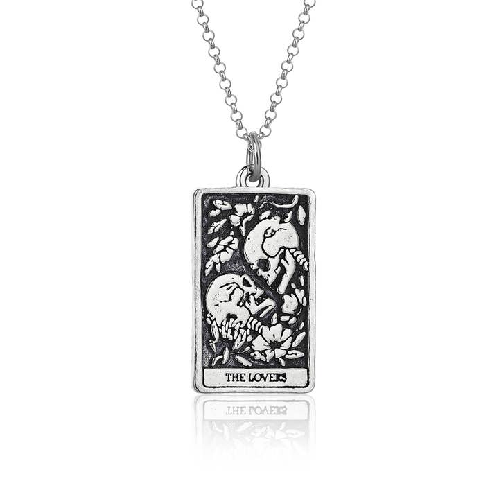The Lovers Tarot Card Silver Necklace for wholesale by Ancient Things