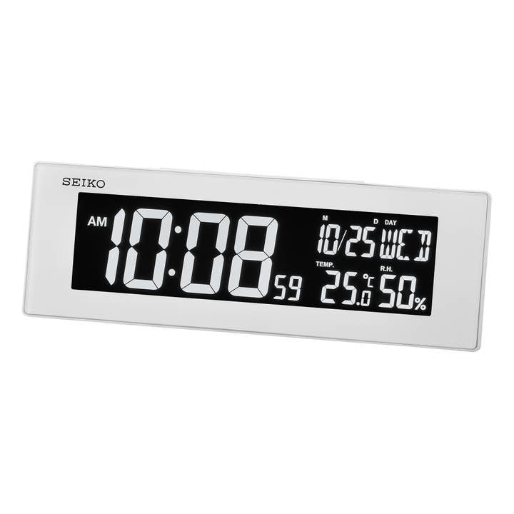 8" 70-Colors Rotating, Everything Alarm Clock, Glossy White for wholesale by Seiko Clocks USA