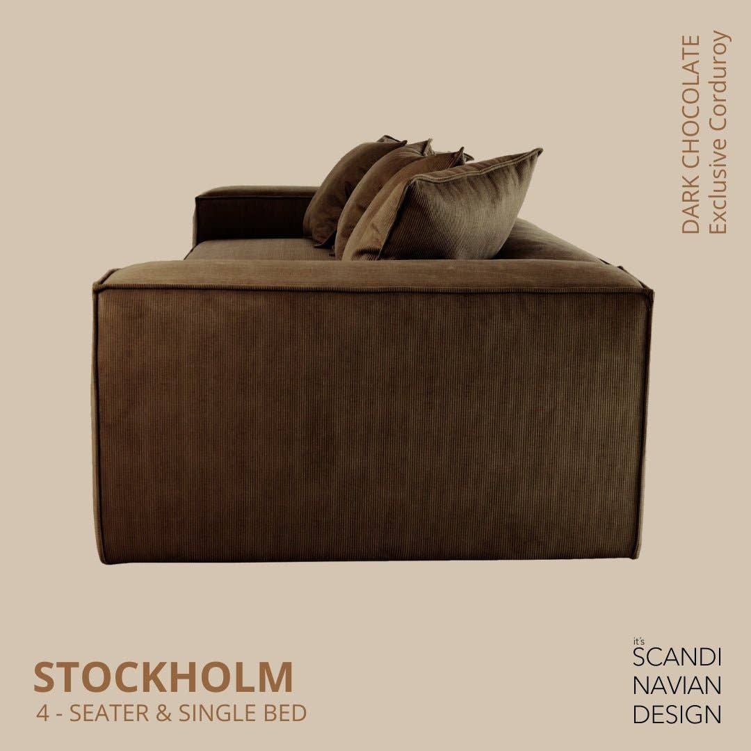 Stockholm 4-seater sofa/single bed Exclusive Corduroy Dark Chocolate removable & washable cover for wholesale on Faire15