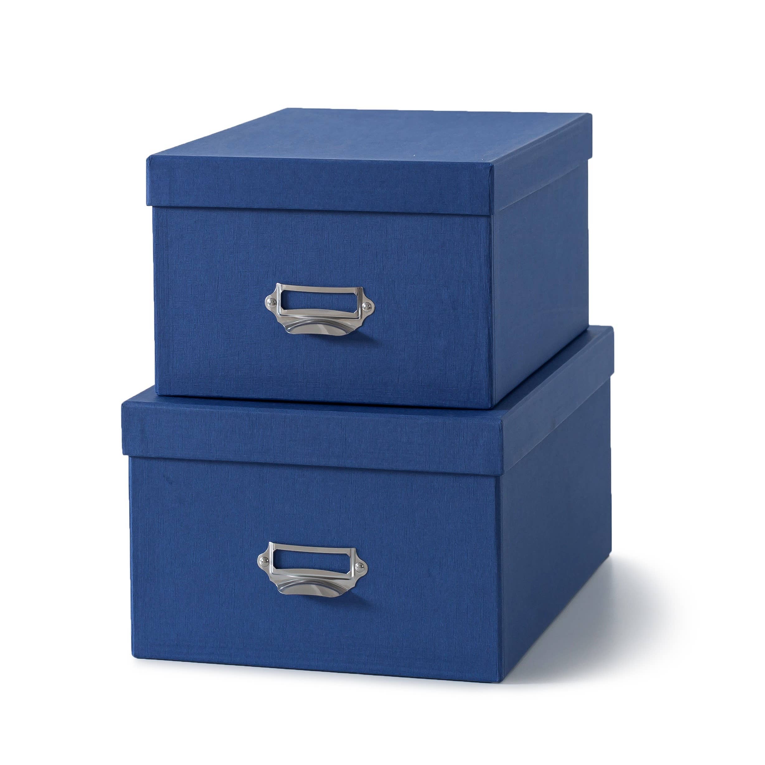Soul & Lane - Wholesale Decorative Box - Set of 2 Blue Decorative Cardboard Storage Boxes with Lids0