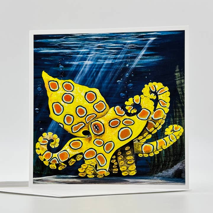 Gele Octopus wenskaart voor wholesale door Waxing Moon Collective