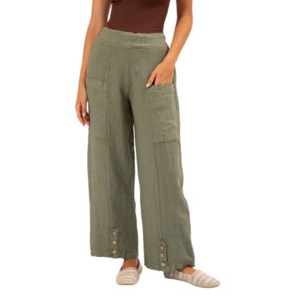 6434 Sage Vera May Italian Linen Pant for wholesale by VeraMay
