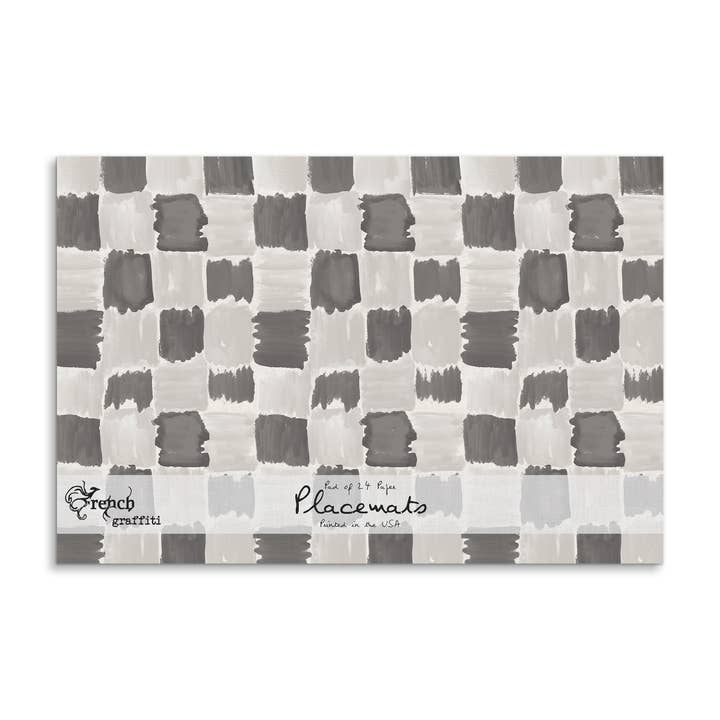 French Graffiti - Vente Sets de table jetables - Napperons en papier damier noir et blanc