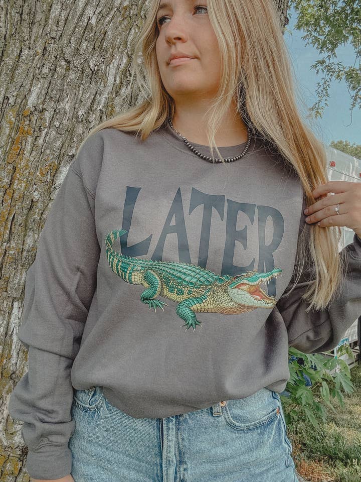 Later Gator Crewneck for wholesale by Rustic Runaway LLC