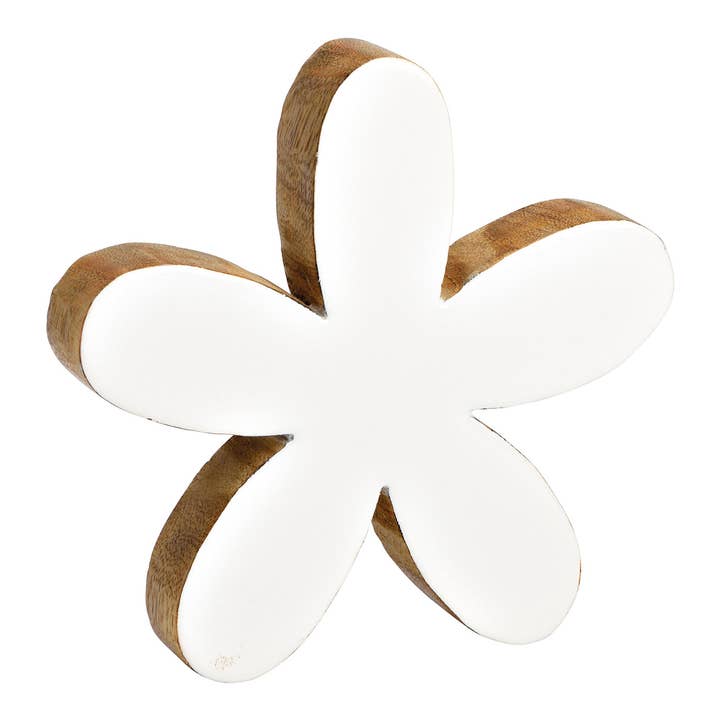 Fiore in legno di mango bianco (L/A/P) 15x16x2cm per la vendita all'ingrosso da parte di Wurm