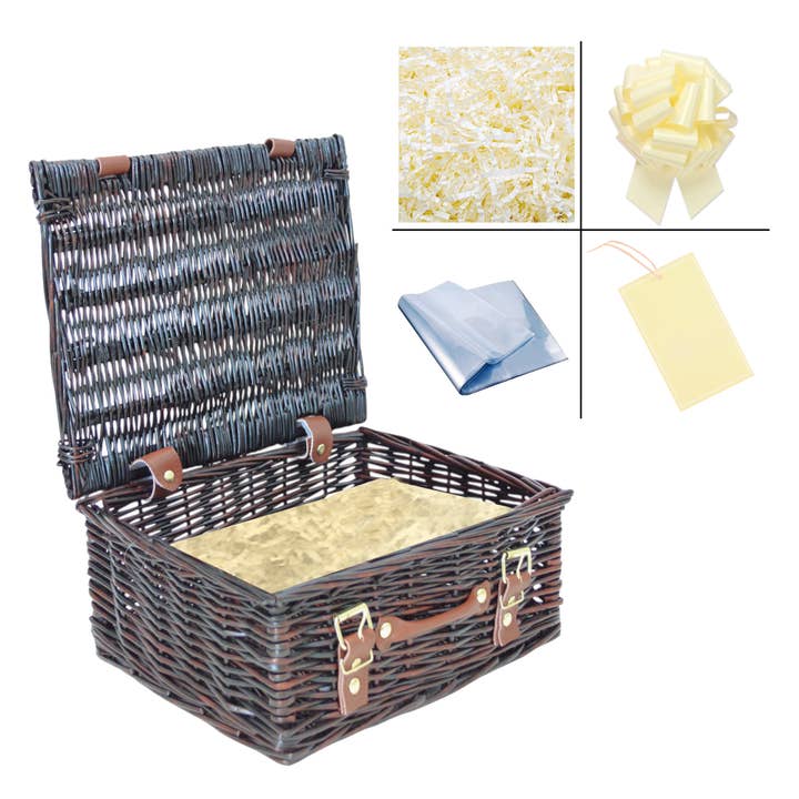 Hamper Basket Gift Kits - Cream Shred, Bow, Bag, Tag (x5) for wholesale by Candi Gifts