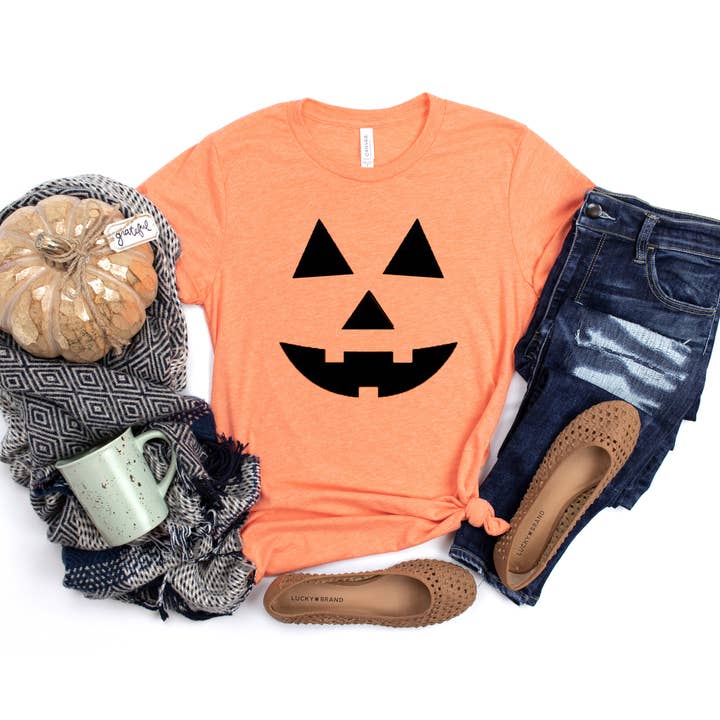 Pumpkin Face Halloween Tee for wholesale by Little Hipster Tees