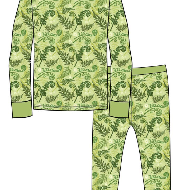 Conjunto de pijama de manga larga de Little Alaskan | Helecho Fiddlehead para venta al por mayor de Little Alaskan Store