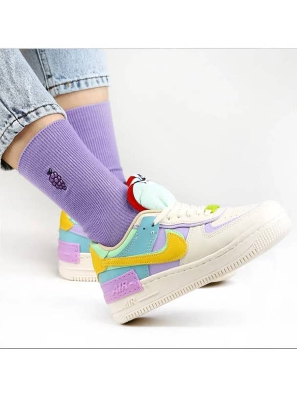 Calcetines de tobillo acanalados con bordado de frutas para mujer, 6 pares para venta al por mayor de Ozzy Socks