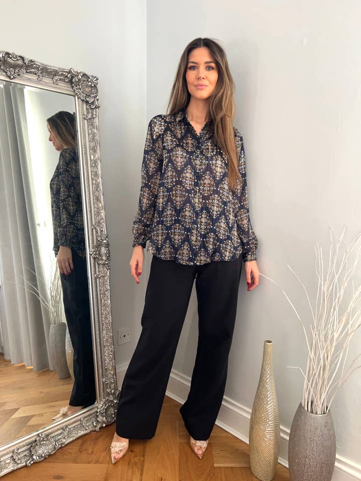 Midnight Elegance Sheer Blouse for wholesale by Marina Kaneva