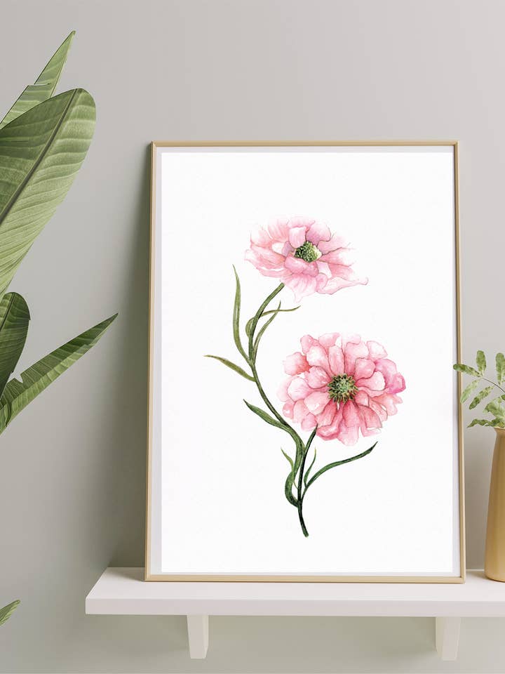 Dahlia watercolor art print for wholesale by StudioReta
