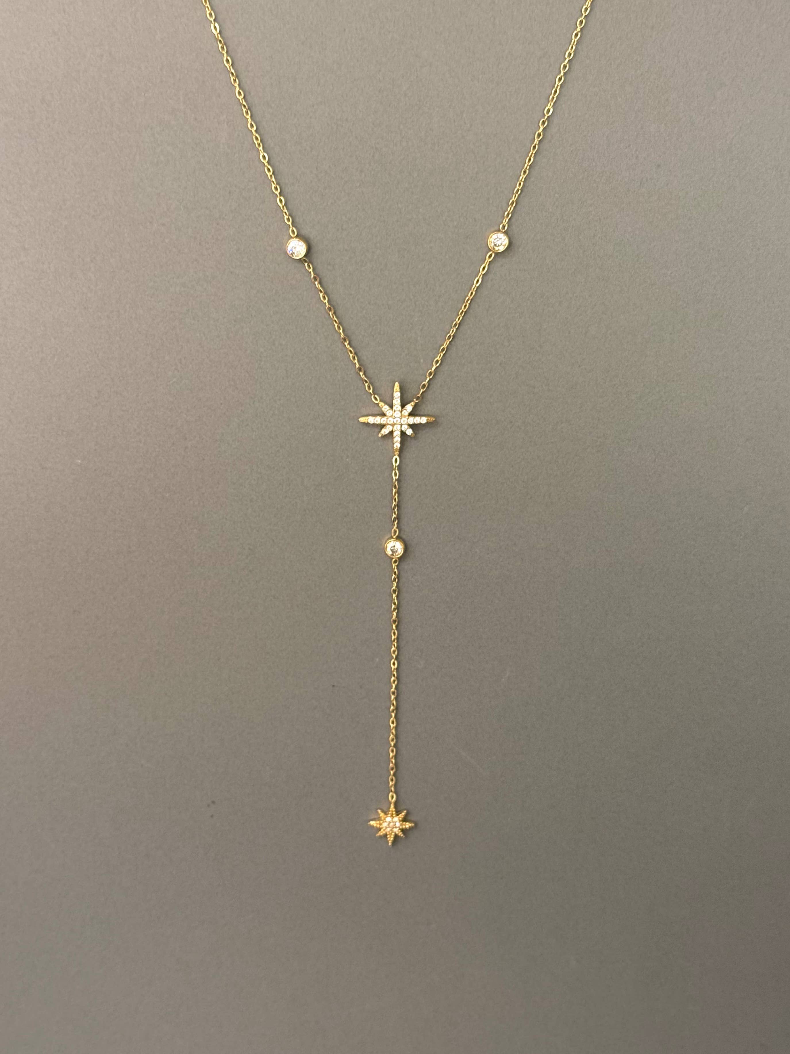 Cassette Barcelona - Wholesale Pendant/charm necklace - Fineline Northern Star Necklace w Zirconium Stoned