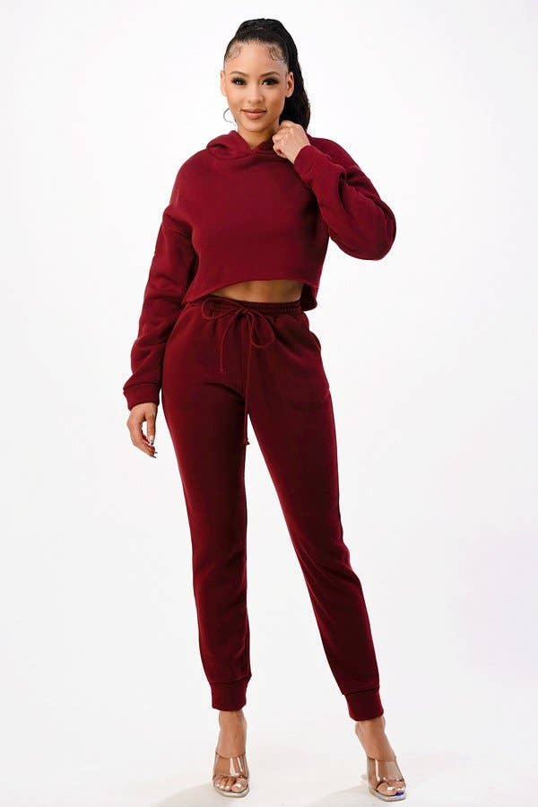 Lime All the Time – Engroshandel Top- og buksesæt (IKKE Loungewear) - Dame – 2 PC sæt afgrøde hættetrøje og matchende sved bukser4