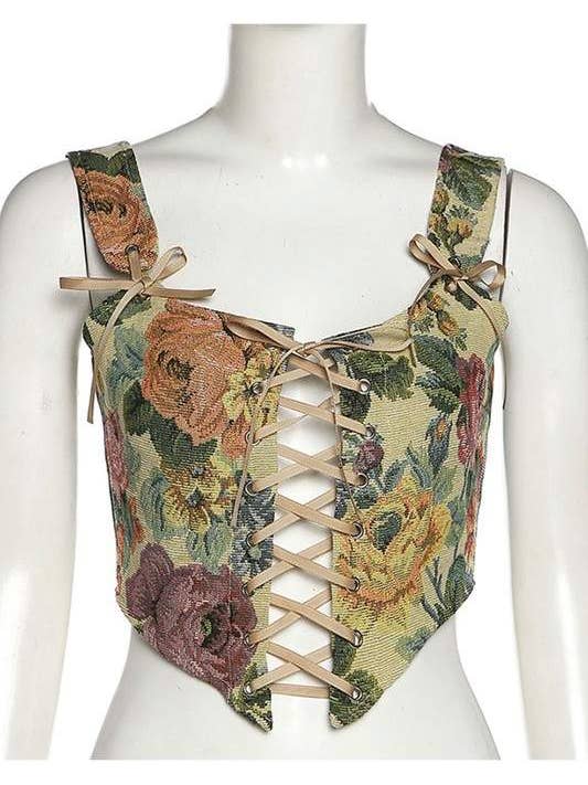 Fashion Combination - Wholesale Blouse - Women's - floral corset tank top4