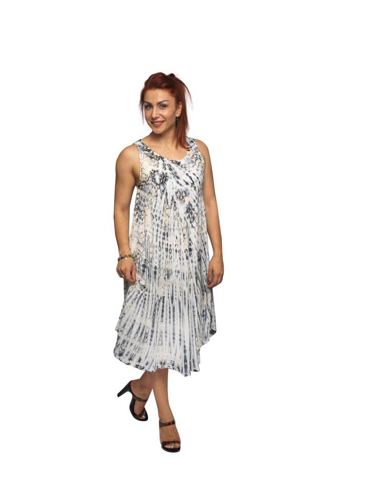 Sacred Threads - Wholesale Dress - Women's - Hand Dyed Black and White Summer Dress