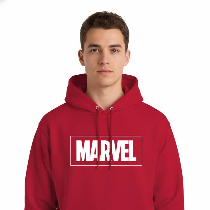 Marvel Logo Rød Hættetrøje – Officiel Marvel Licens for engroshandel hos COTTON DIVISION