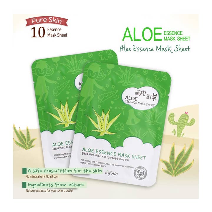 PINEAPPLE Beauty – wholesale Skincare face mask – Esfolio ESMPPUAL Essence Mask Sheet Aloe - 10pc