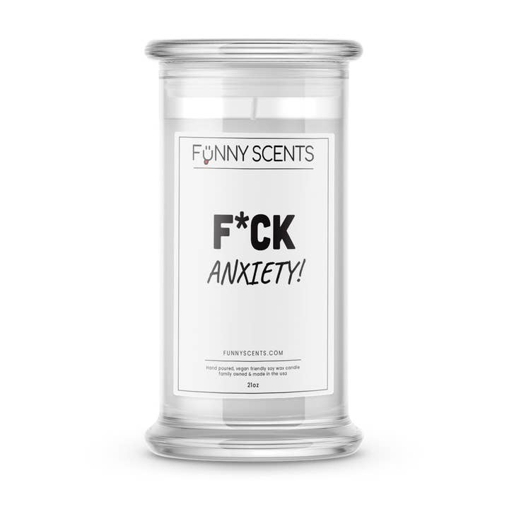 F*ck Anxiété ! Bougies drôles pour la vente par JewelryCandles.com