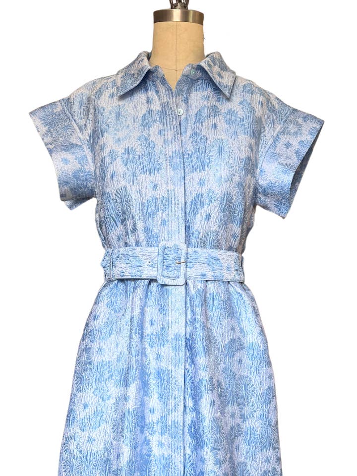 Vestido Harper Azul Girassol Jacquard Bolha por atacado de Abbey Glass