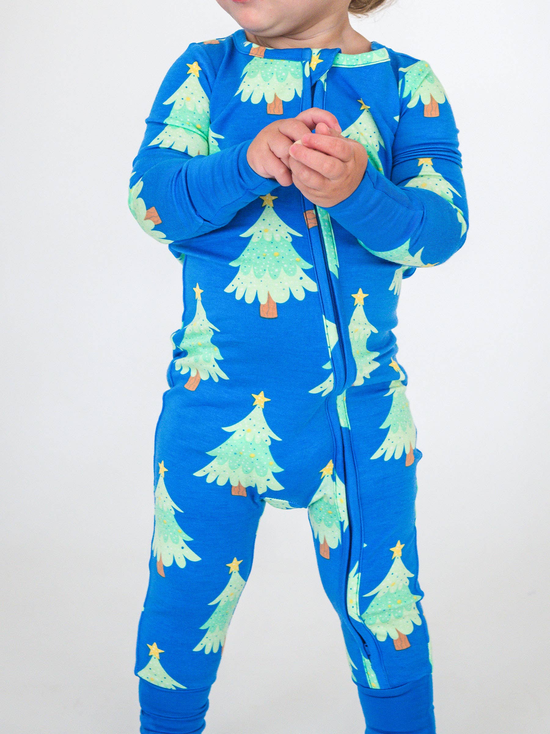 SoftSnooze™ Baby Bamboo Viscose Blue Twinkling Trees Convertible One Piece Footie Pajama
for wholesale on Faire