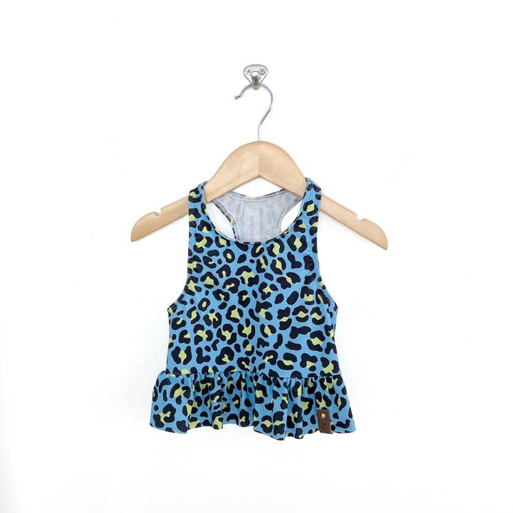 Abby Peplum Swim Top - Leopardo Azul por atacado de MINI Street