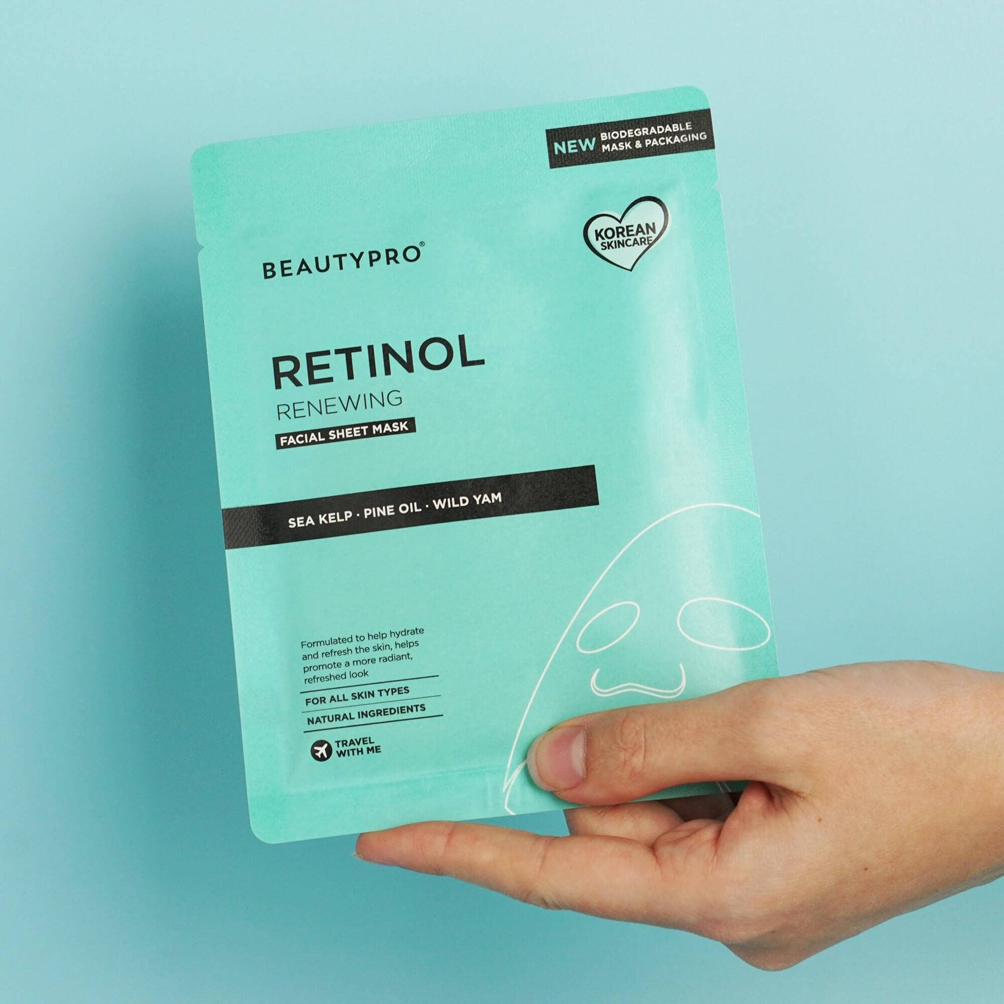 BEAUTYPRO – wholesale Skincare face mask – RETINOL Renewing Facial Sheet Mask  - 100% Biodegradable11