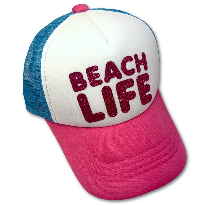 Boné Trucker Sol Baby Rosa Glitter Vida de Praia Aqua/Rosa Forte por atacado de Sol Baby