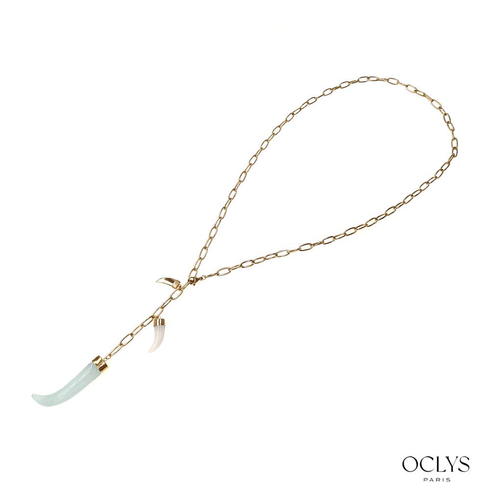 Oclys - Wholesale Y-Neck/Lariat Necklace - Ruanita long horn necklace in gold stainless steel1