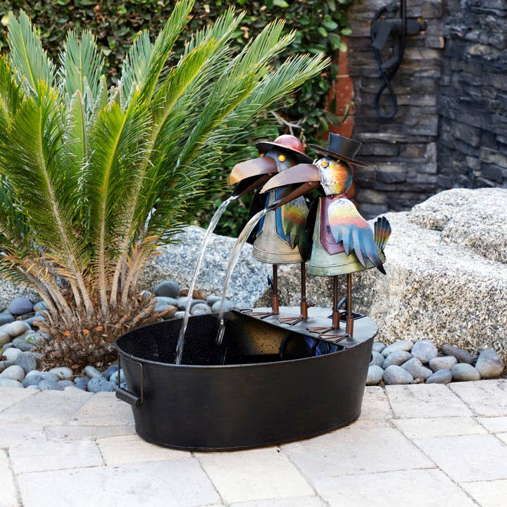 Alpine Corporation Metal Crow Duo with Moving Beaks Fountain for wholesale by Alpine Corporation