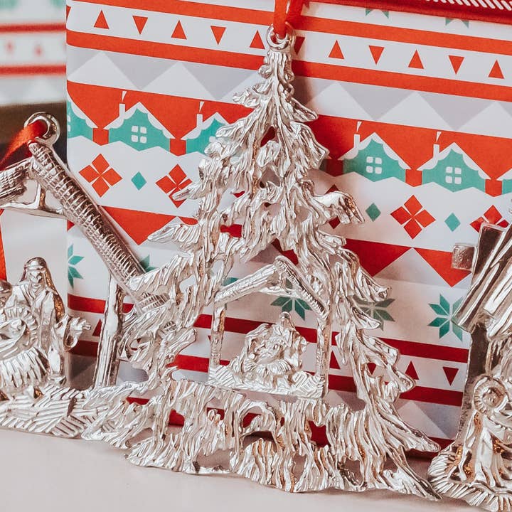 House of Morgan Pewter - Wholesale Ornament Set - Handmade Nativity Ornaments - Baby Jesus Manger Gifts11