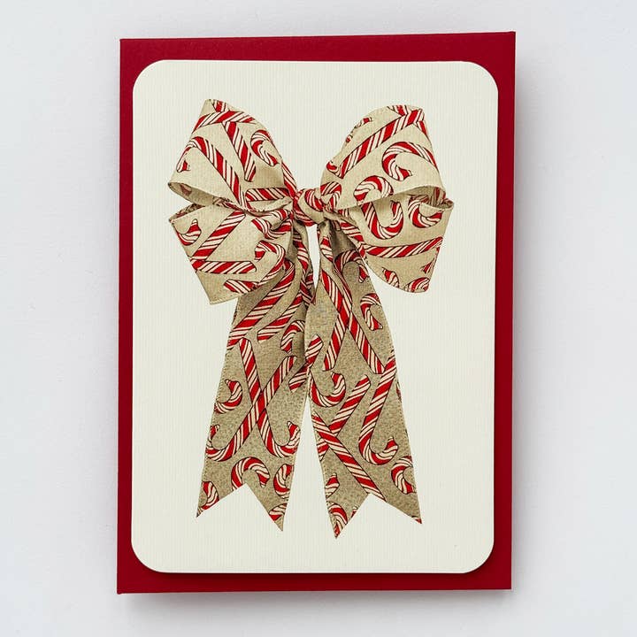 Canonbury Press - Wholesale Season's Greetings Card - Candy Cane Bow Christmas Greeting Card | Christmas Card1